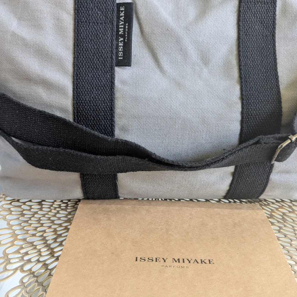 Issey Miyake Gray Duffel Bag with Black Straps